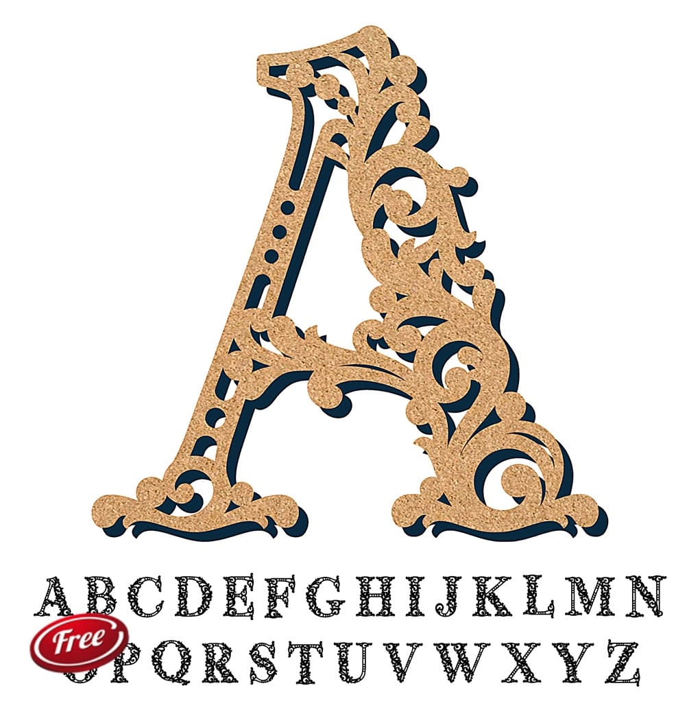 Ornate Floral Monogram Alphabet Vector Files for Laser Cutting
