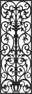 Ornate Floral Wrought Iron Panel Vector Pattern DXF SVG CDR