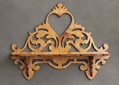 Ornate Heart Wall Shelf Laser Cut Vector File