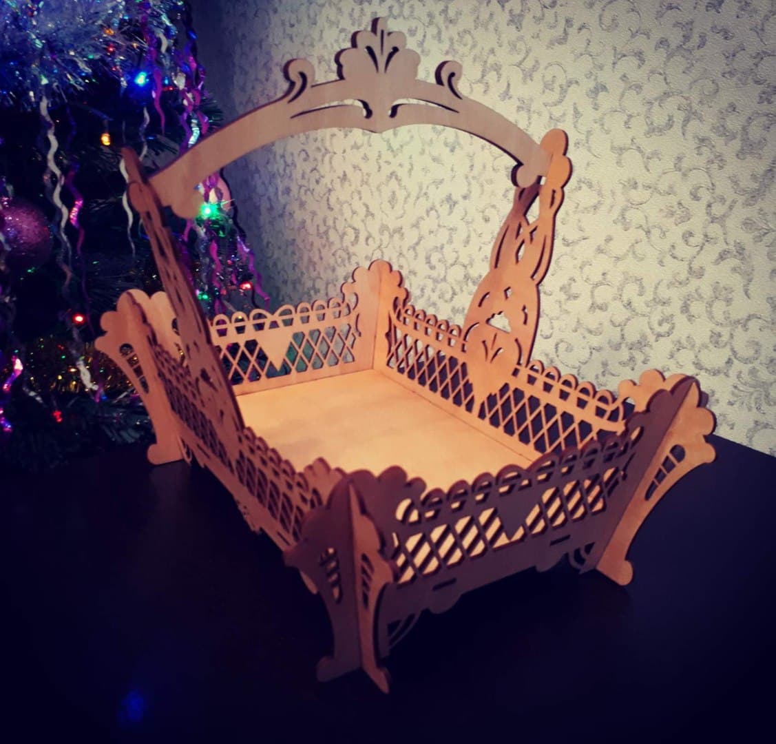 Ornate Laser Cut Wooden Gift Basket Vector File (CDR)