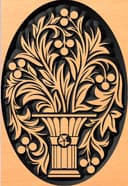 Oval Floral Vase Ornament Vector Design DXF File