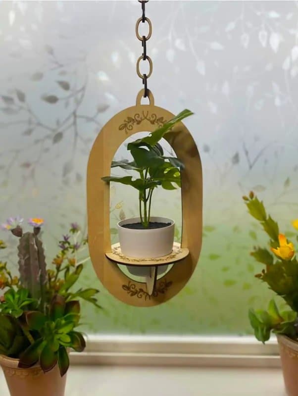Oval Hanging Plant Holder Vector File for Laser Cutting