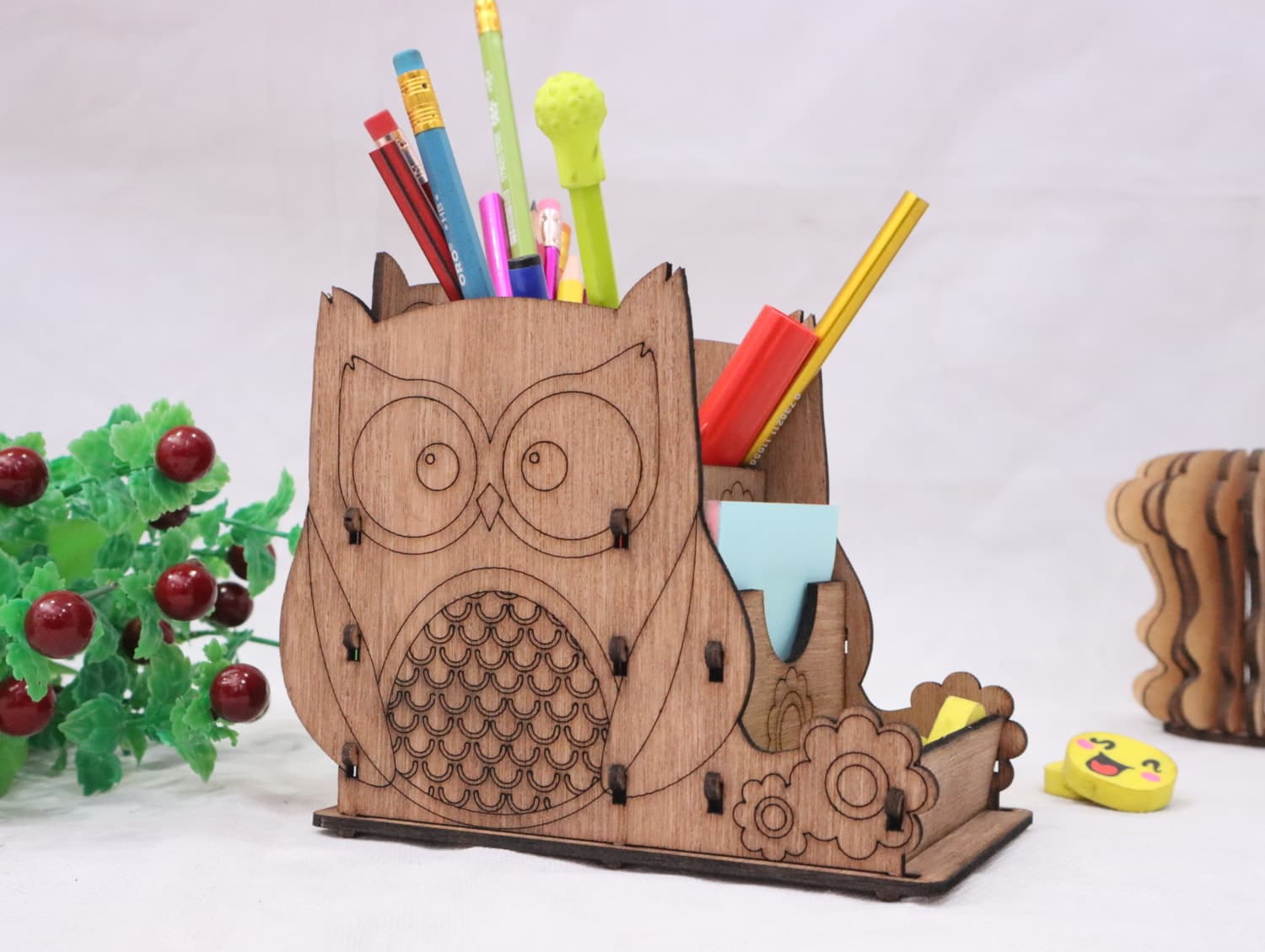 Owl Desk Organizer Laser Cut File 3mm Vector