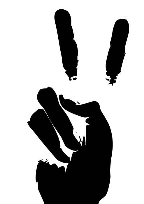 Peace Sign Hand Gesture Vector Stencil - Free DXF File