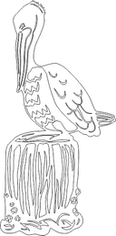 Pelican Perched on Stump Vector Design for Laser Cutting DXF