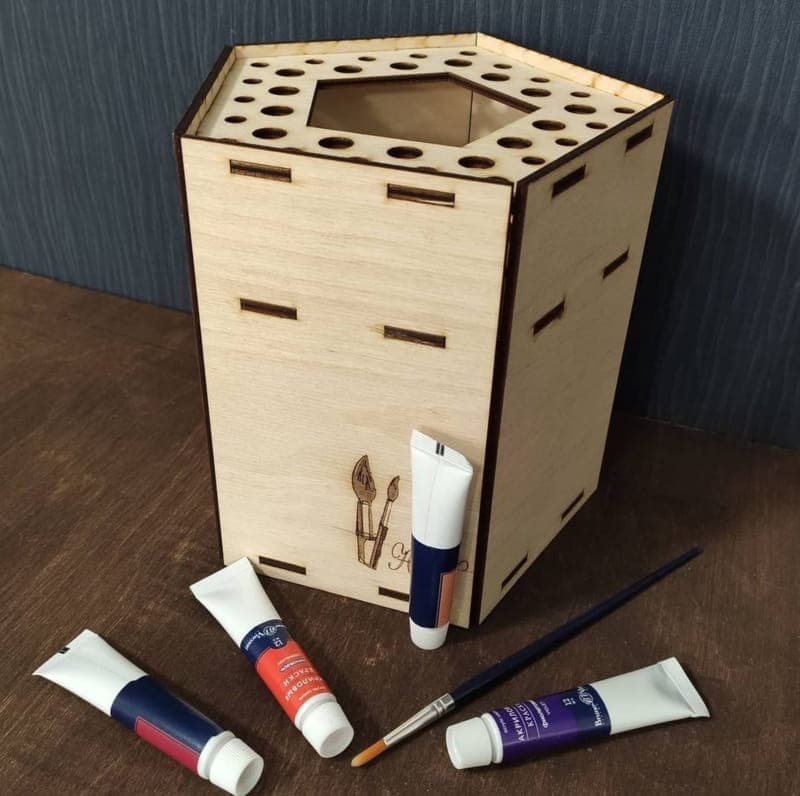 Pentagonal Paint Brush Organizer Laser Cut Vector File