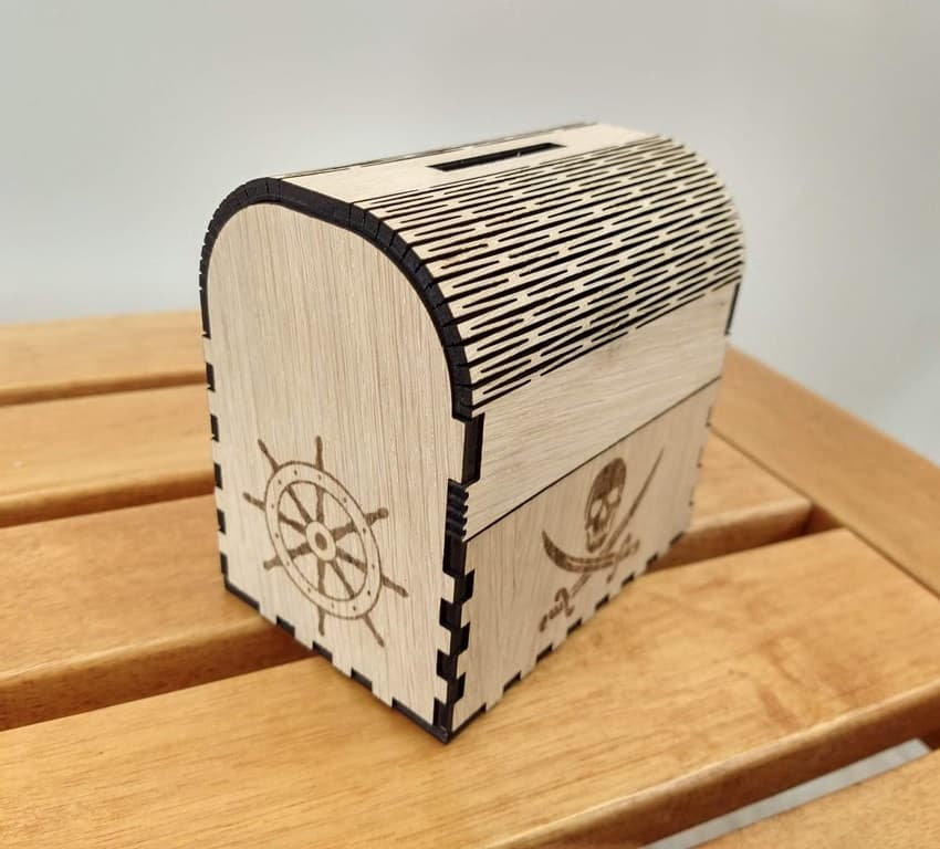 Pirate Treasure Chest Money Box Laser Cut Vector DXF File