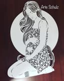 Pregnant Woman Floral Silhouette Laser Cut Vector DXF File