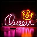 Queen Neon Style Sign with Crown Vector File for Laser Cutting