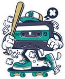Retro Cassette Skater Character Vector for Laser Cutting and Print