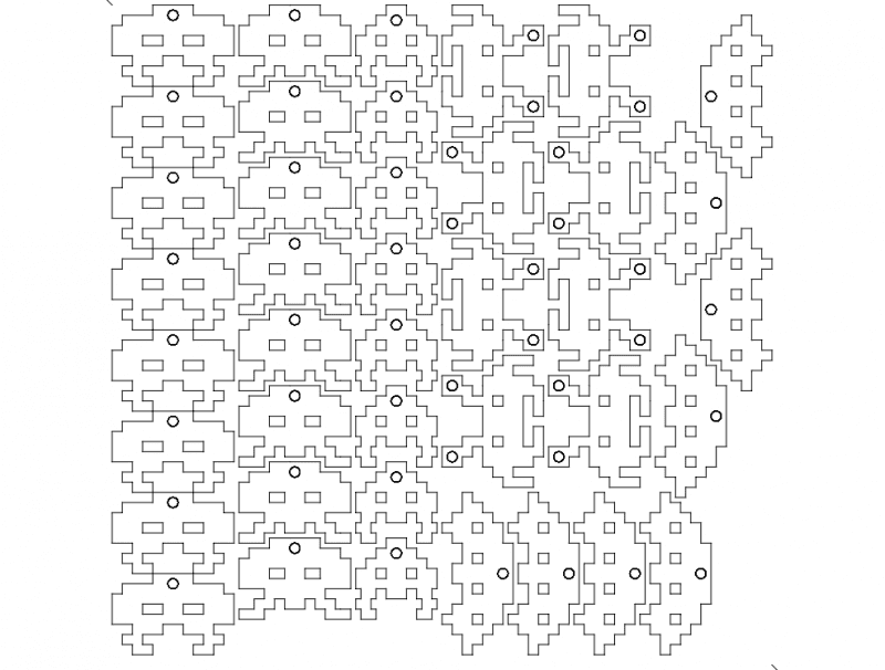 Retro Space Invaders Wall Art DXF Laser Cut File