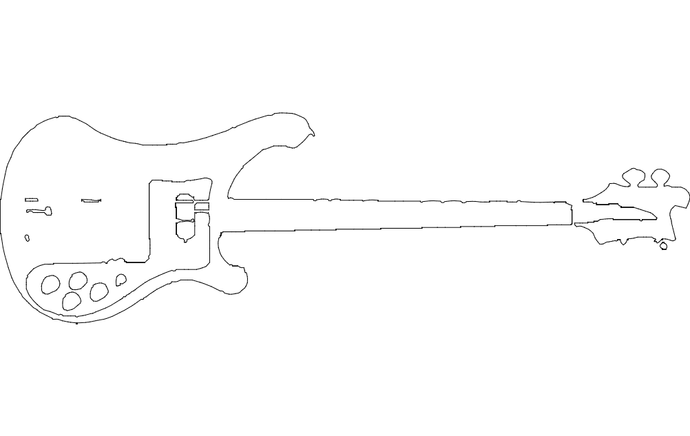 Rickenbacker Bass Guitar Silhouette DXF Vector File for Laser Cutting