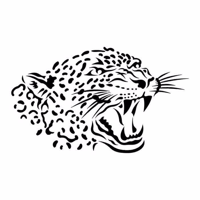 Roaring Leopard Head Stencil Vector for Laser Cutting