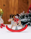 Rocking Reindeer with Snowman Laser Cut Ornament Vector File