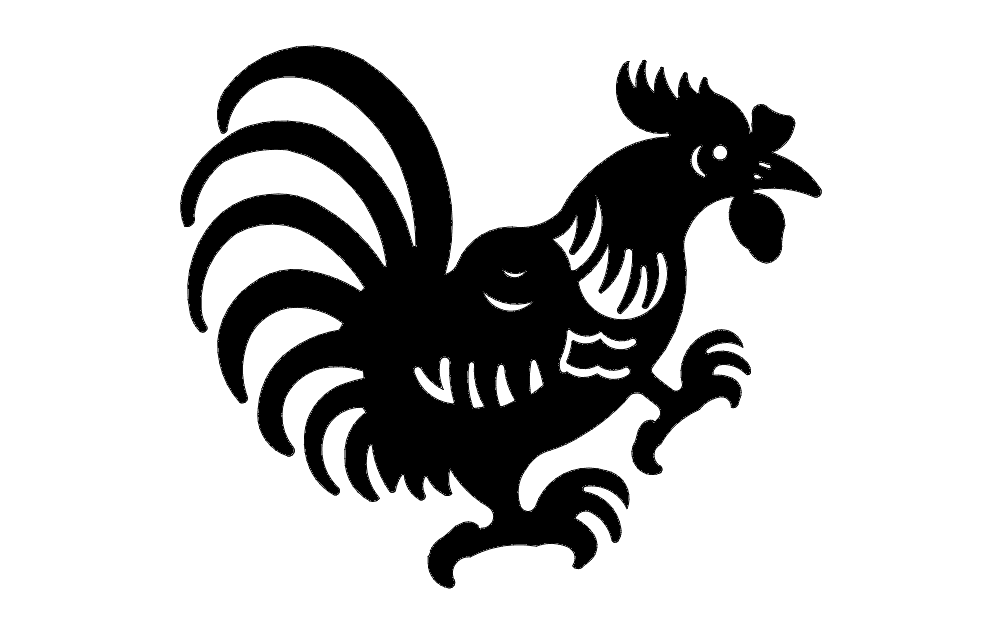 Rooster Silhouette Vector File for Laser Cutting DXF