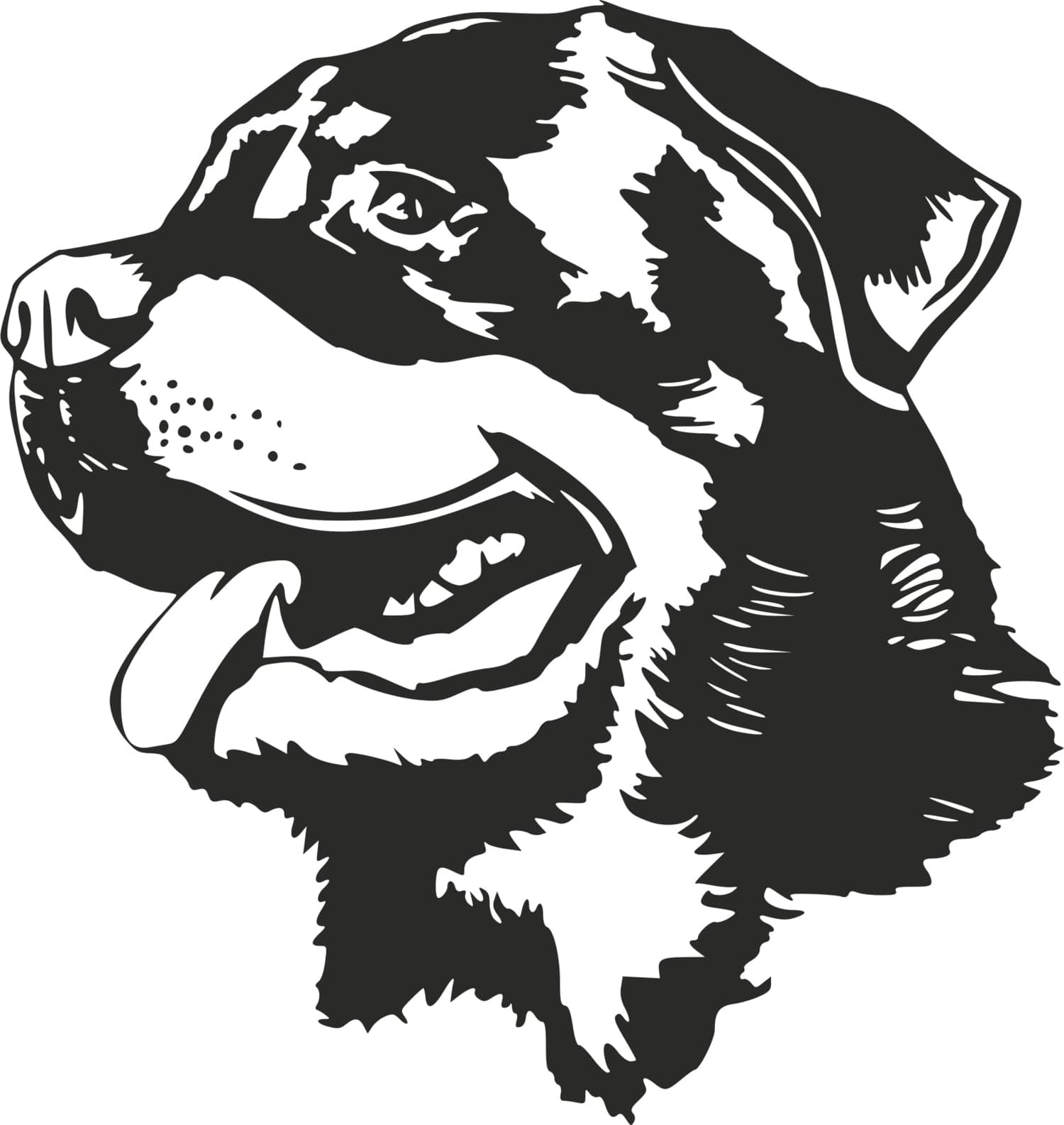 Rottweiler Dog Head Vector Silhouette Laser Cut File DXF