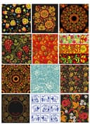 Russian Folk Floral Patterns Set Free Vector Design