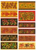 Russian Khokhloma Floral Patterns Vector Set for Laser Cutting