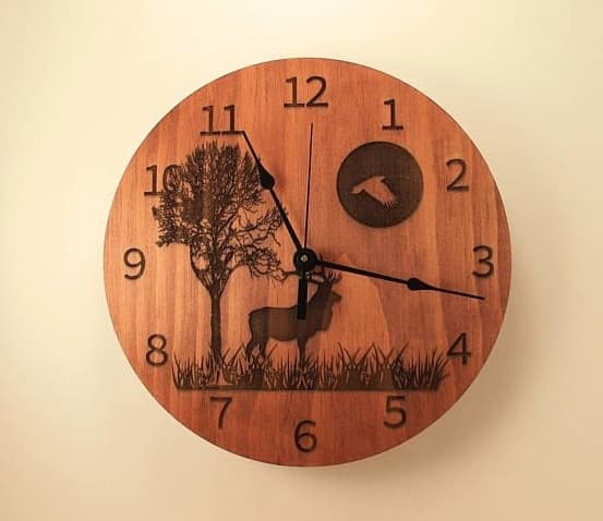 Rustic Deer and Forest Wall Clock Laser Cut Vector File