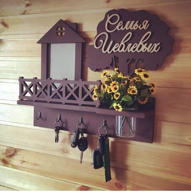 Rustic House Wall Key Holder Vector File for Laser Cutting