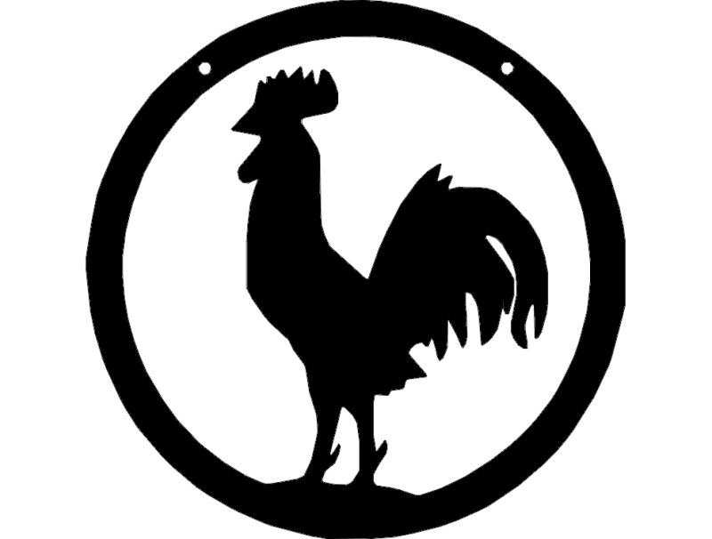 Rustic Rooster Farm Sign Vector DXF File for Laser Cutting