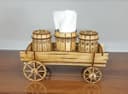 Rustic Wooden Cart Napkin Holder and Condiment Set Laser Cut File
