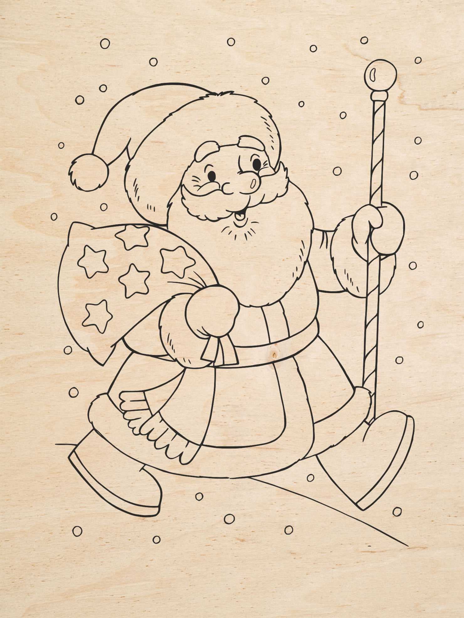 Santa Claus Christmas Laser Engraving Design Free Vector