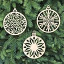 Set of 3 Decorative Christmas Baubles Laser Cut Vector File