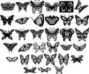 Set of 30 Decorative Butterfly Vector Silhouettes for Laser Cutting