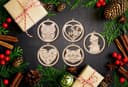 Set of 5 Geometric Christmas Ornaments Laser Cut Files SVG DXF