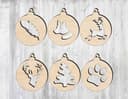 Set of 6 Christmas Ornament Vectors for Laser Cutting