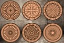 Set of 6 Decorative Mandala Coaster Laser Cut Files (CDR, SVG)