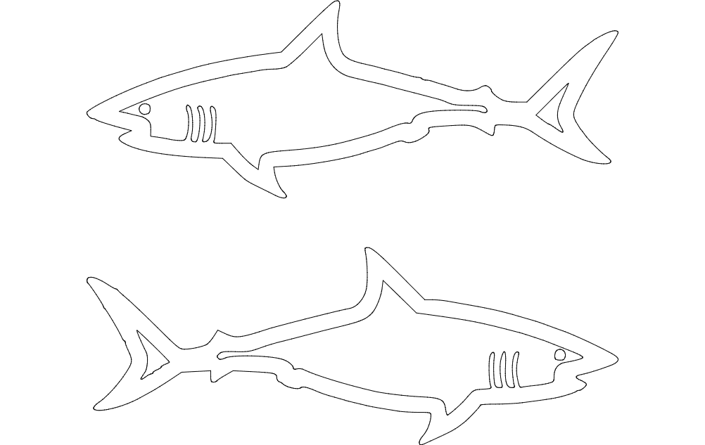 Shark Silhouette Vector Design for Laser Cutting DXF