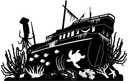 Shipwreck Underwater Scene Vector File for CNC Laser Cutting