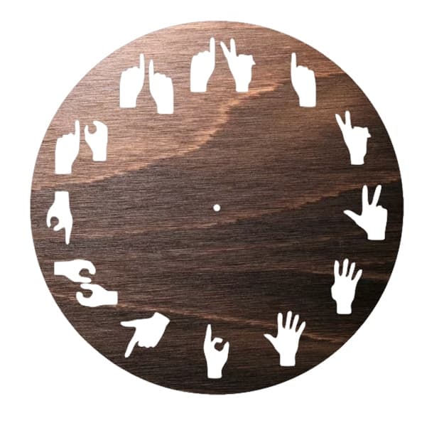 Sign Language Hand Gestures Wall Clock Laser Cut File DXF