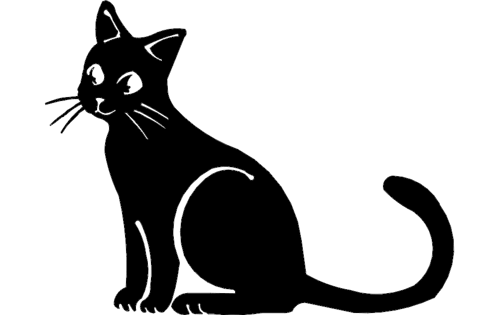 Sitting Cat Silhouette Vector Design for Laser Cutting DXF