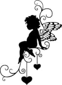 Sitting Cherub Angel with Hearts Vector File for Laser Cutting