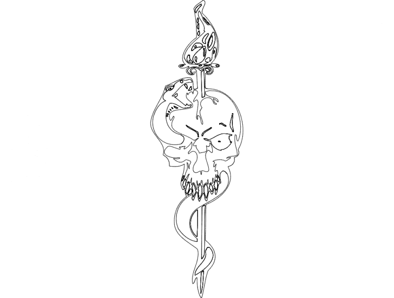 Skull and Snake Dagger Vector Design DXF File