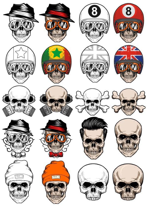 Skull Character Vector Collection for Laser Cutting and Apparel