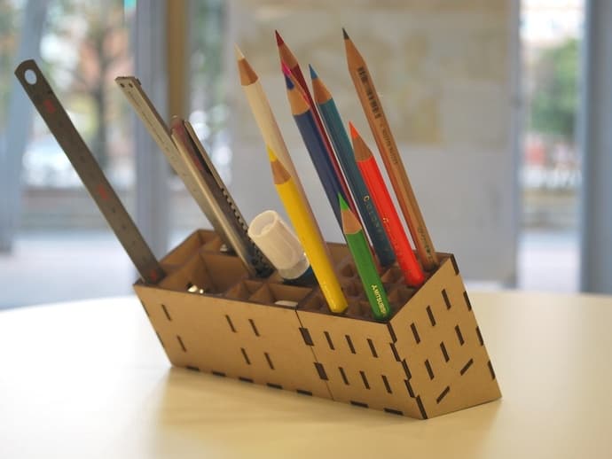 Slanted Desk Organizer Laser Cut Vector File