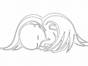 Sleeping Angel Baby Silhouette Vector for Laser Cutting DXF
