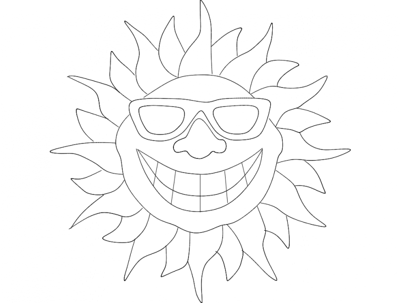 Smiling Sun with Sunglasses DXF Vector Design for Laser Cutting