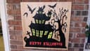 Spooky Haunted House Happy Halloween Sign Vector DXF File