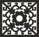 Square Decorative Floral Motif Vector DXF File