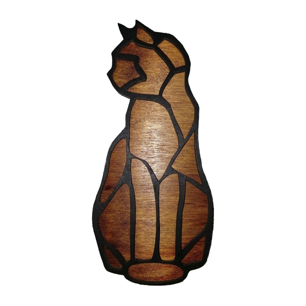Stained Glass Style Geometric Cat Wall Art Laser Cut File