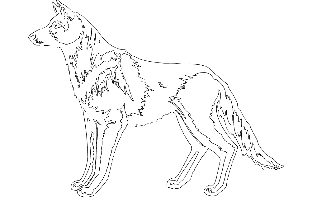 Standing Wolf Vector Silhouette DXF File for CNC
