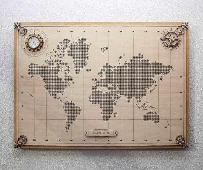 Stippled World Map Wall Art Laser Cut Vector File