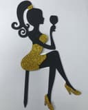 Stylish Girl with Wine Glass Cake Topper Laser Cut Vector