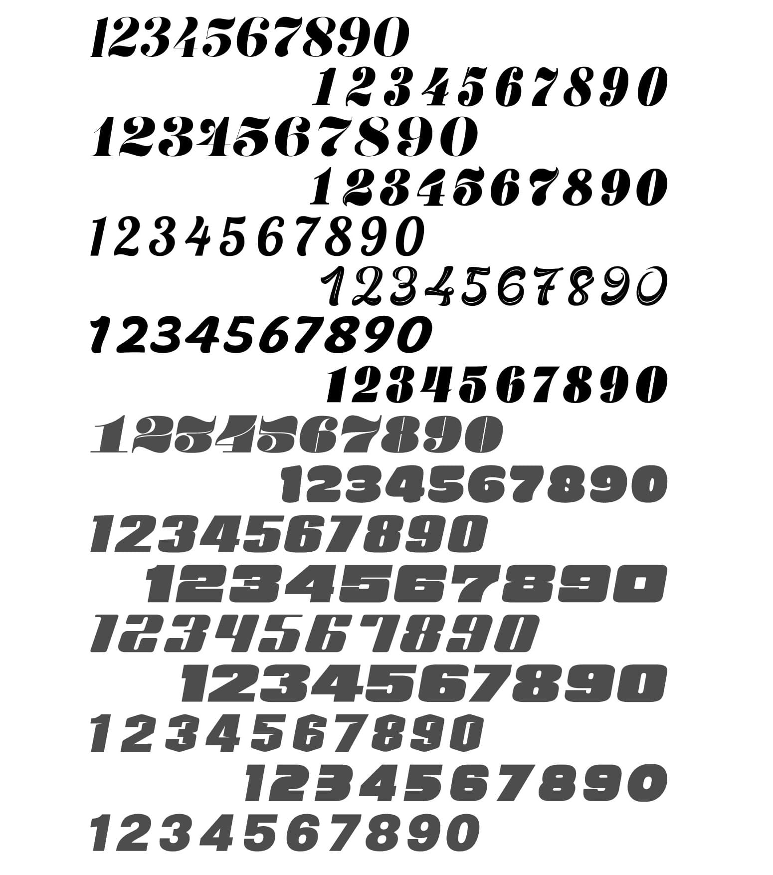 Stylish Number Fonts Collection for Laser Cutting Vector File