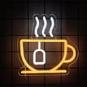 Tea Mug Neon Style Sign Vector Design for Laser Cutting